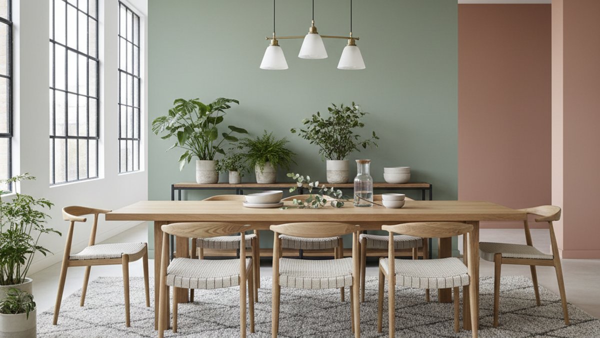 Bộ bàn ăn gỗ tự nhiên trong phòng ăn