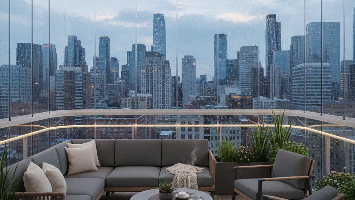 Ban công được bao bọc bằng tấm polycarbonate