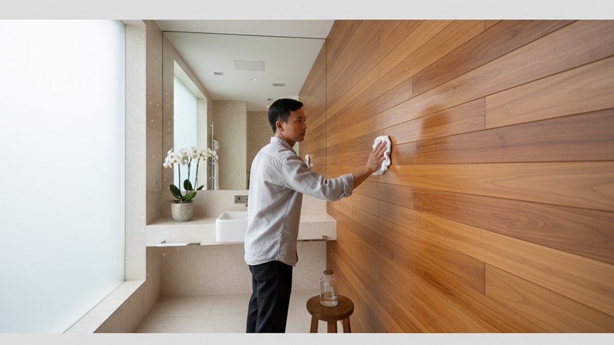 Bảo dưỡng gỗ ốp tường phòng tắm