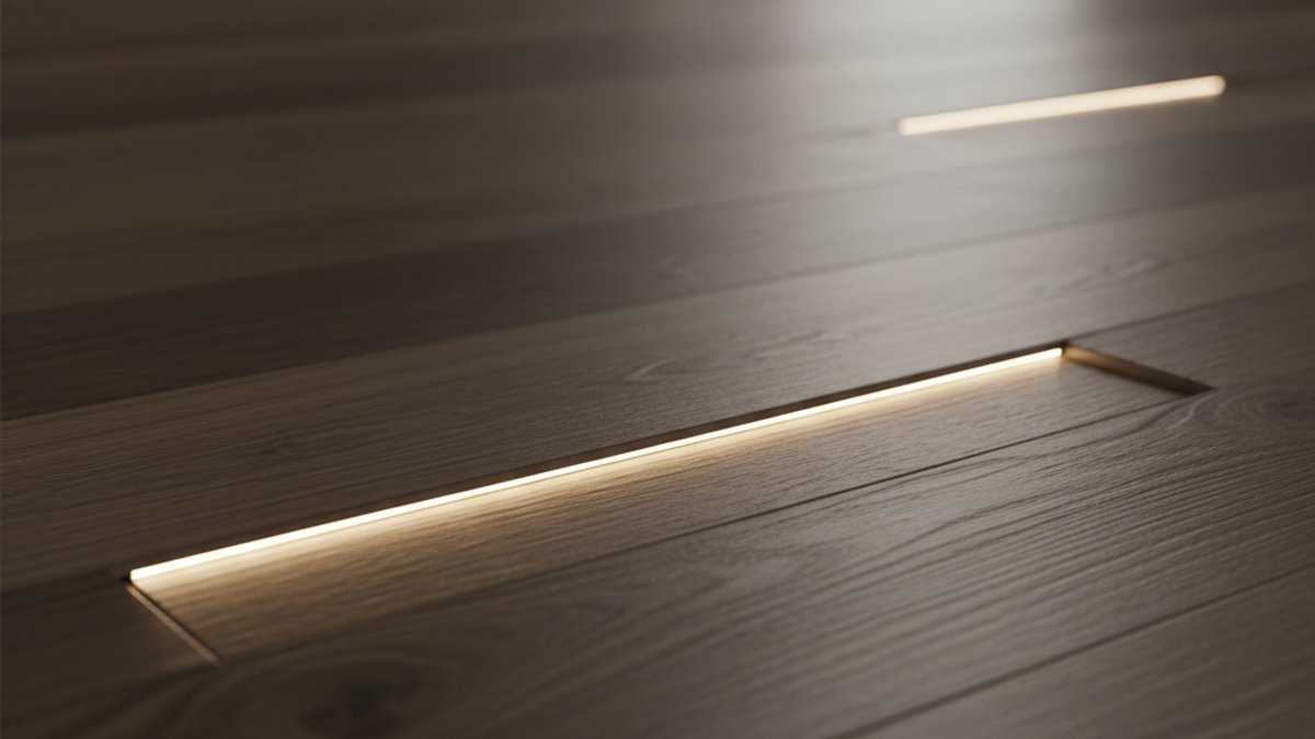 Sàn gỗ kỹ thuật với đèn LED âm sàn chi tiết