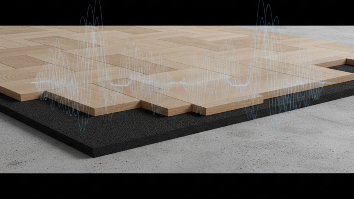 Mô phỏng cấu tạo sàn gỗ và lớp lót cách âm