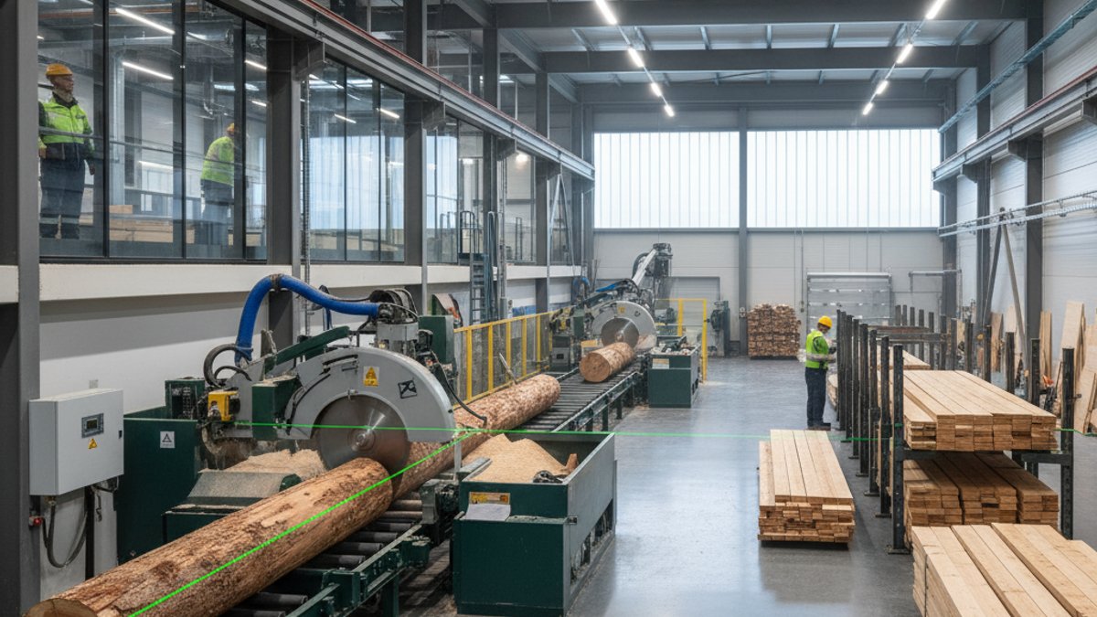 Nhà máy chế biến gỗ với công nghệ hiện đại