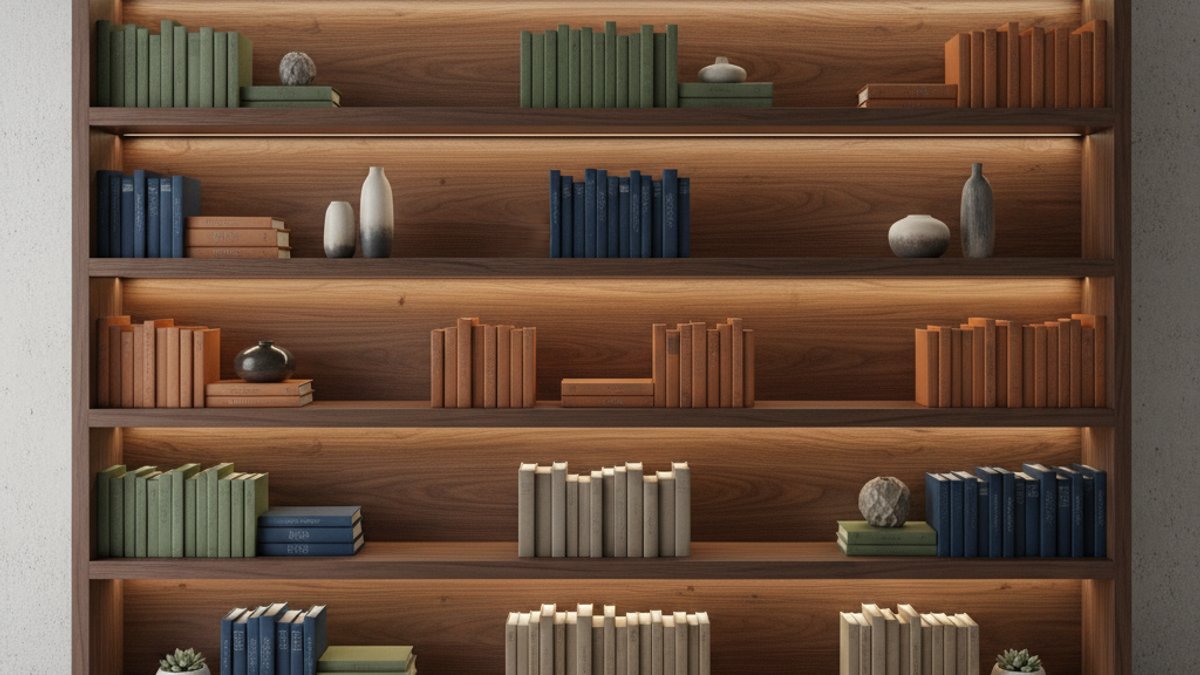 Tủ kệ gỗ có đèn LED chiếu sáng bên trong