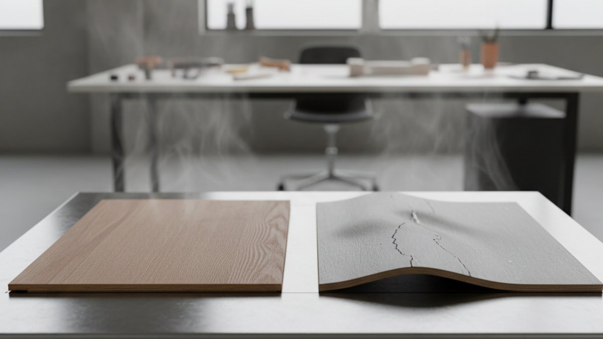 Hình ảnh so sánh độ ổn định của vật liệu sàn gỗ