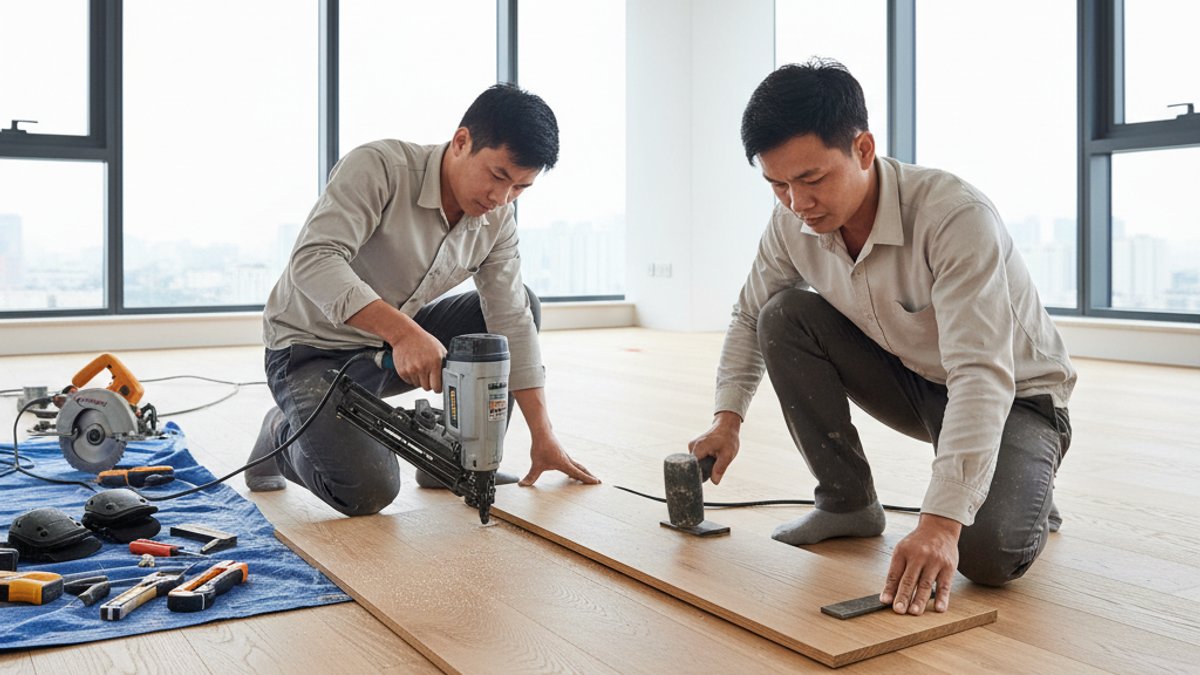 Thợ thi công sàn gỗ công nghiệp