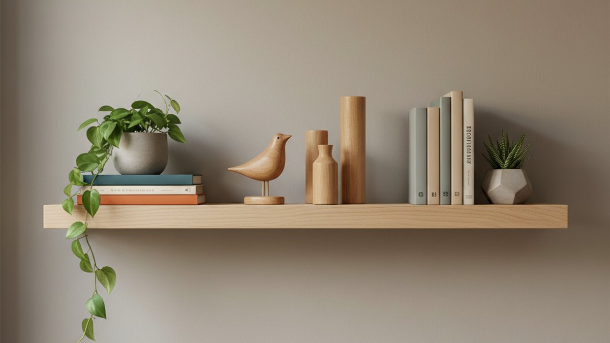 Kệ gỗ treo tường, trang trí sách, cây cảnh