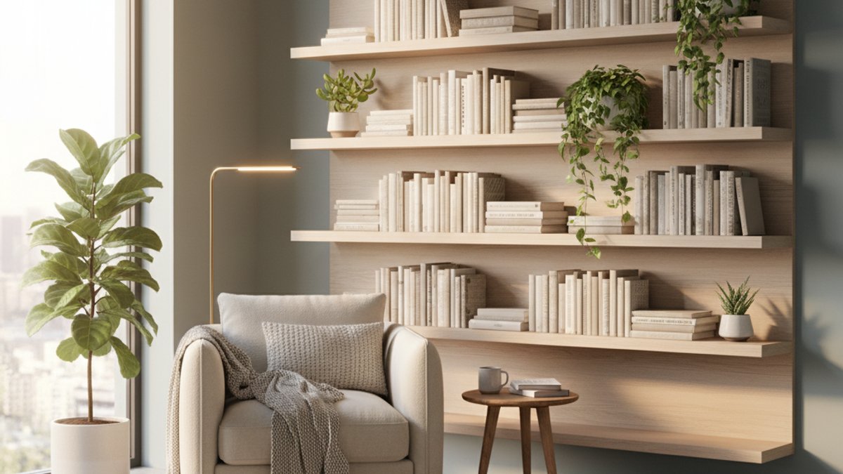 Kệ gỗ nhựa WPC trang trí phòng đọc sách