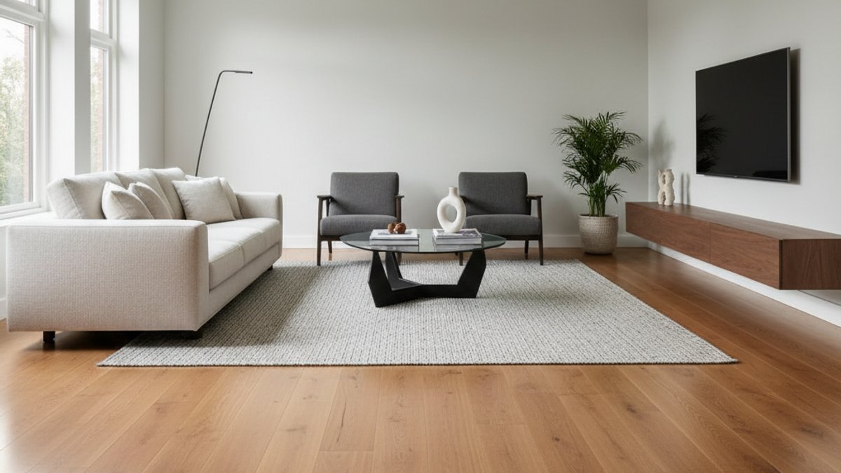 Phòng khách với sàn gỗ tự nhiên hiện đại