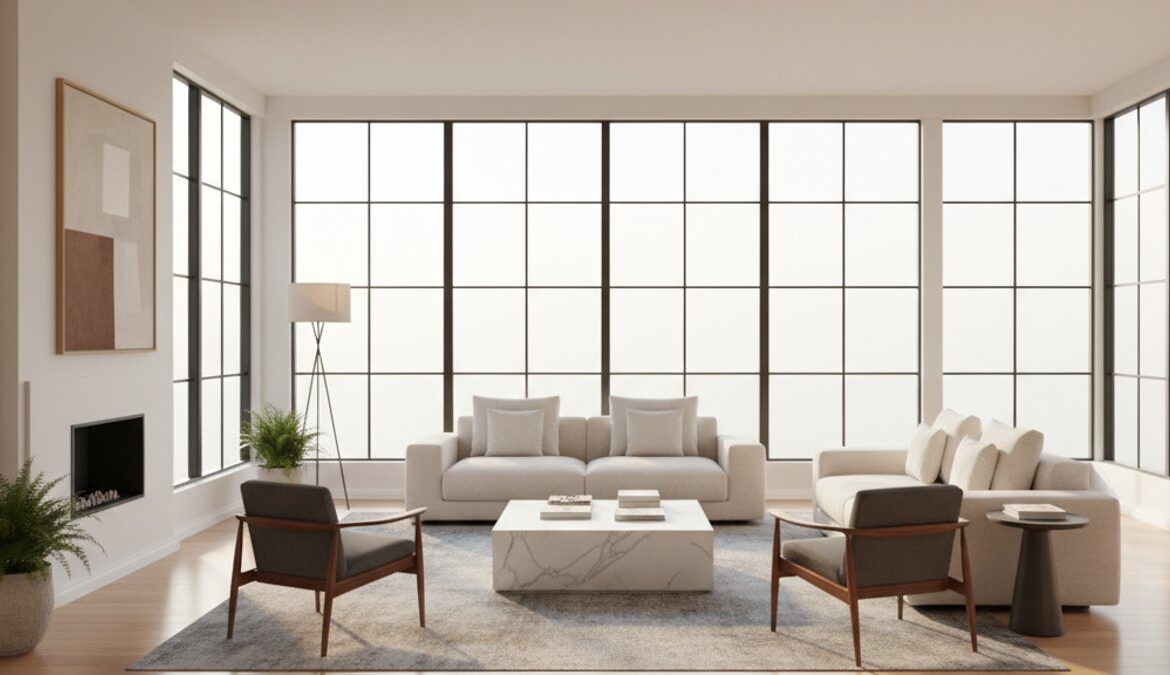 Sàn gỗ chất lượng cao trong phòng khách hiện đại