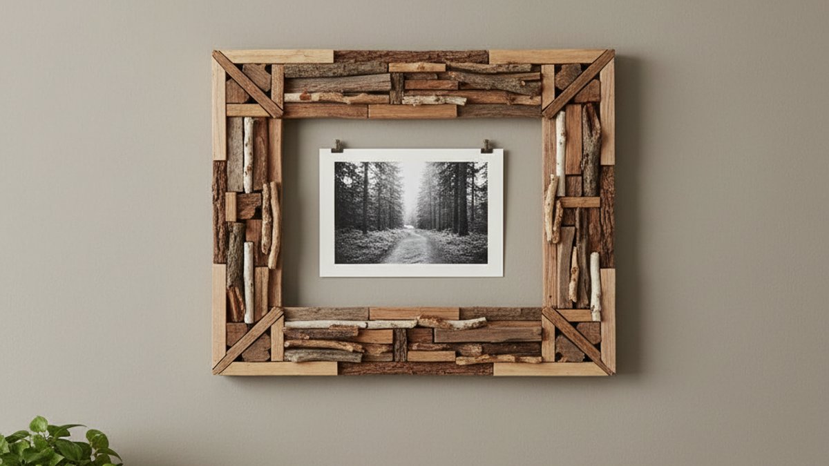 Khung ảnh tự làm từ gỗ tái chế trang trí
