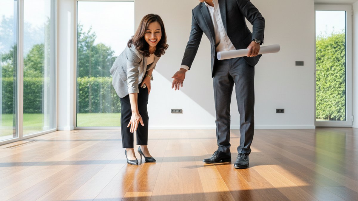 Khách hàng Việt Nam nghiệm thu sàn gỗ đã hoàn thành