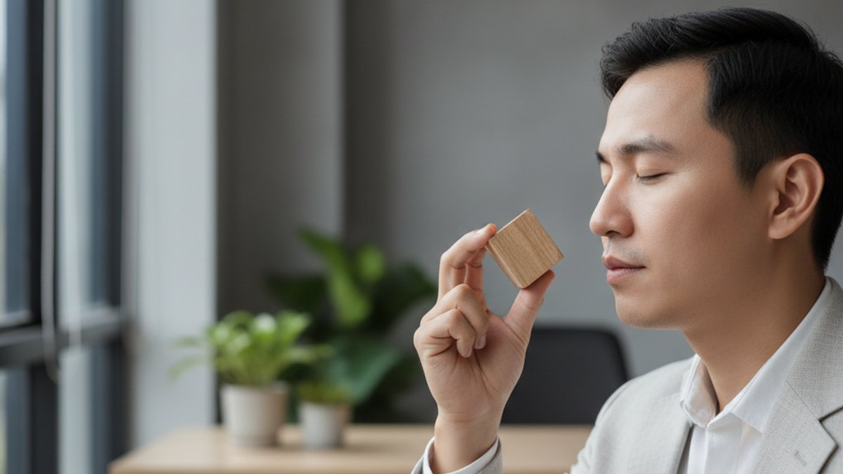 Người đang ngửi mùi gỗ tự nhiên nhẹ nhàng