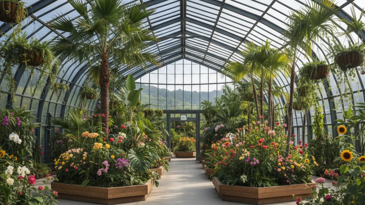 Nhà kính hiện đại với vật liệu polycarbonate