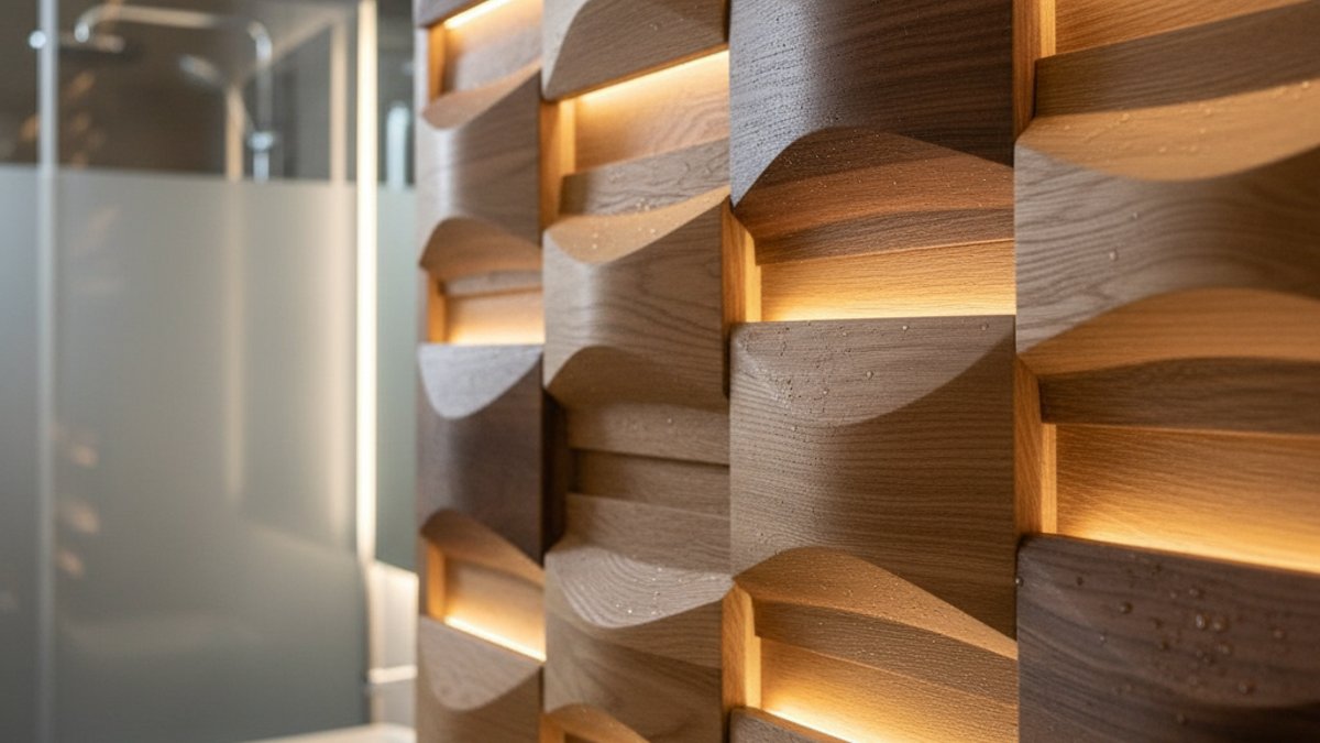 Ốp gỗ nghệ thuật phòng tắm spa