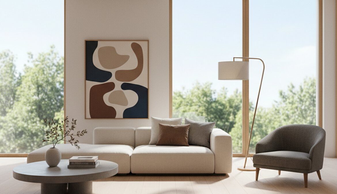 Phòng khách hiện đại sàn gỗ và nội thất gỗ