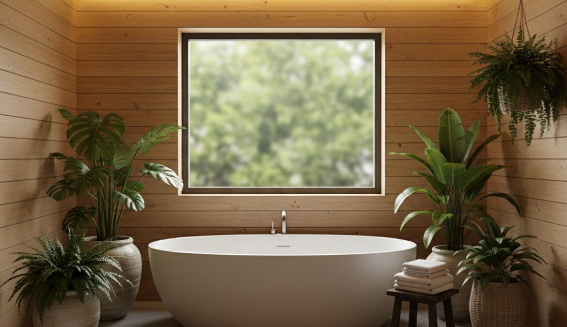 Phòng tắm spa hiện đại ốp gỗ chống ẩm