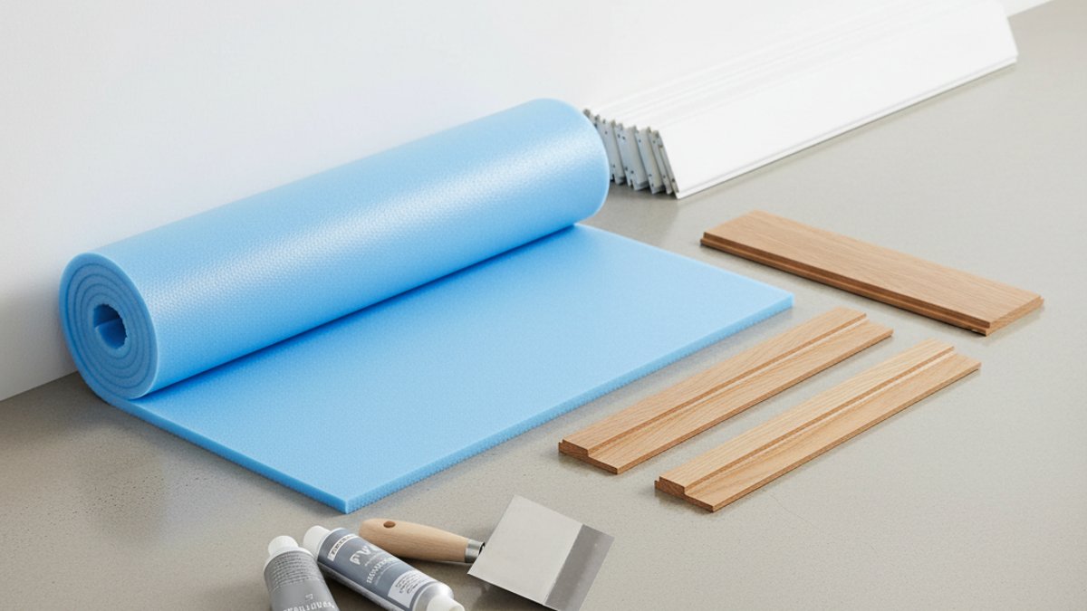 Phụ kiện sàn gỗ như xốp lót, nẹp, phào