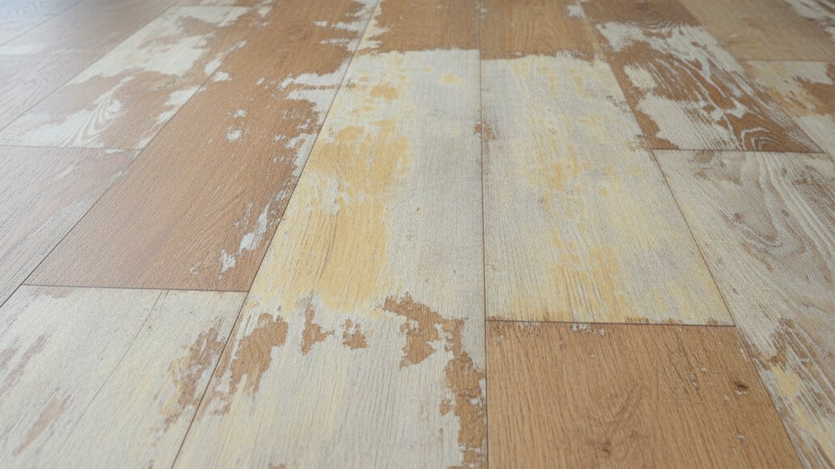 Cận cảnh sàn gỗ cũ bị bạc màu, mất đi màu sắc tự nhiên