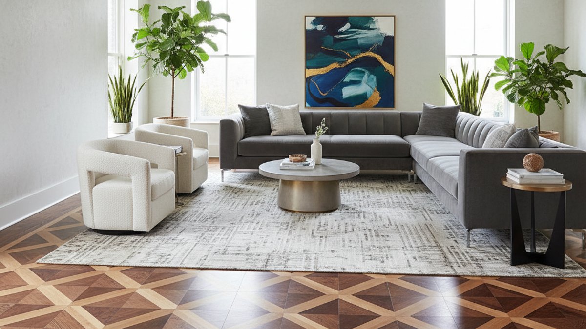 Sàn gỗ lát xương cá trong không gian hiện đại