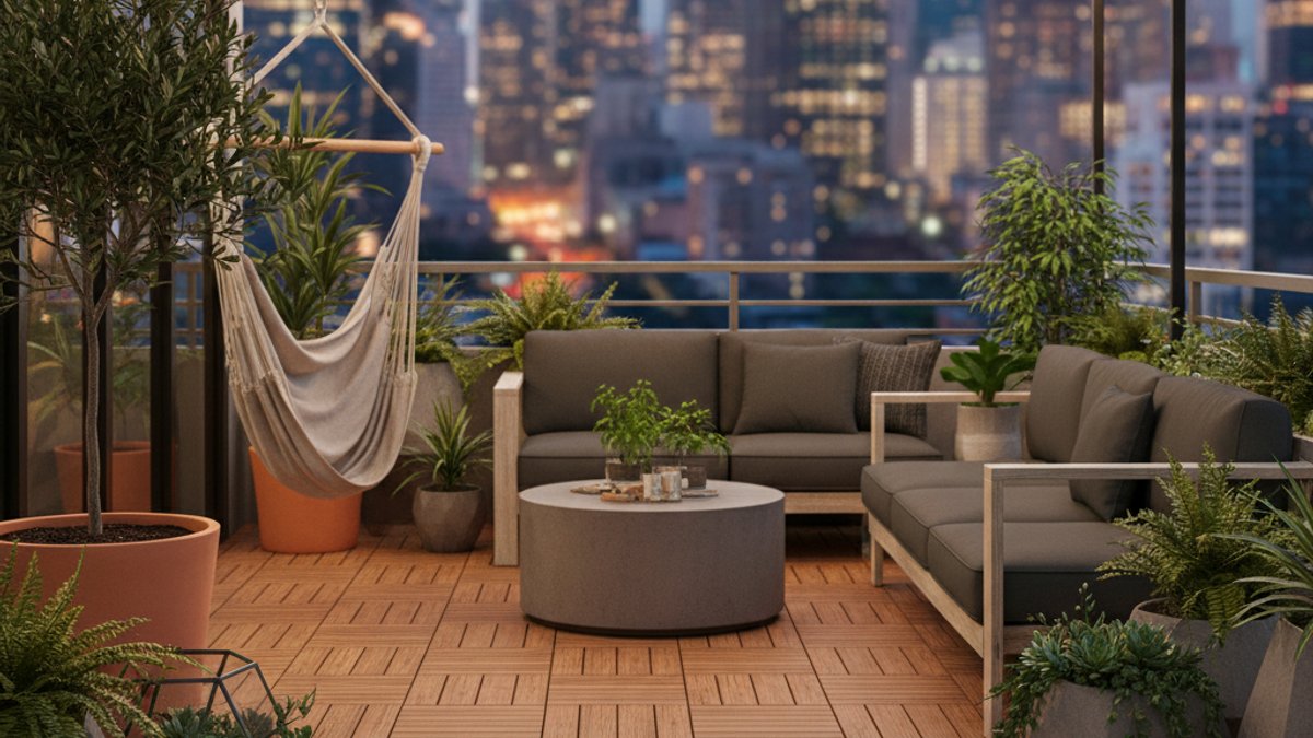 Ban công lát sàn gỗ nhựa WPC đẹp