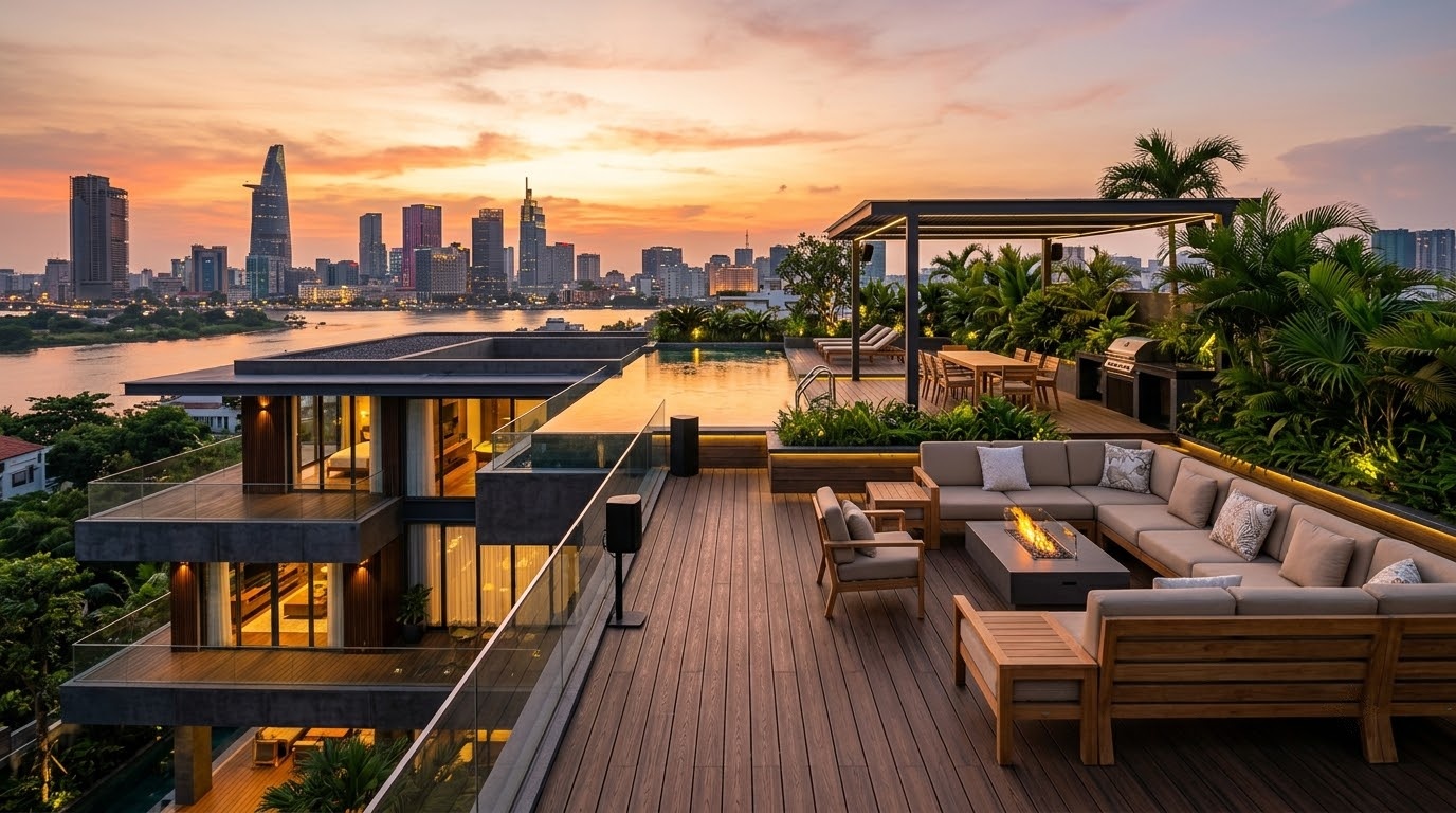 Sàn gỗ UltraWood ngoài trời tại biệt thự TP.HCM