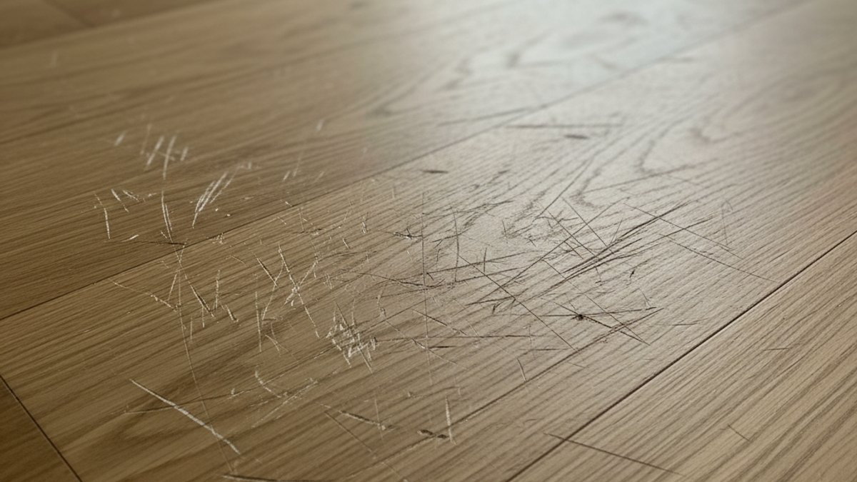 Sàn gỗ bị trầy xước do móng vuốt chó mèo