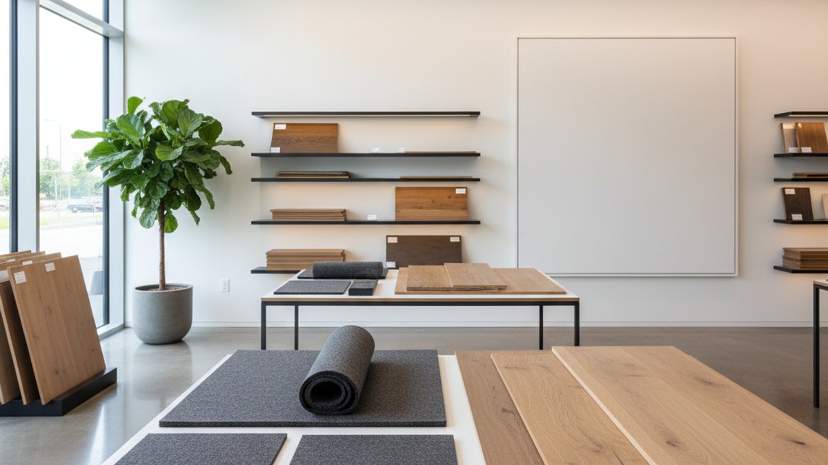 Trưng bày sản phẩm sàn gỗ, lớp lót chống ồn