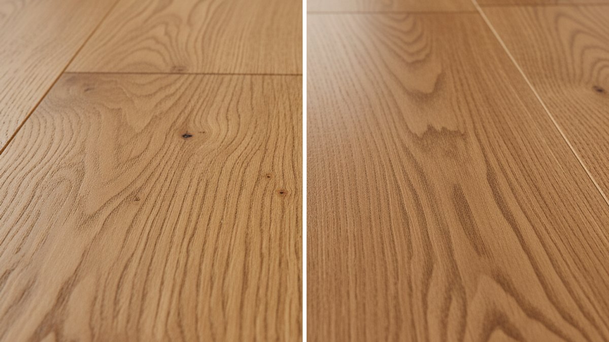 Cận cảnh so sánh sàn gỗ tự nhiên và công nghiệp