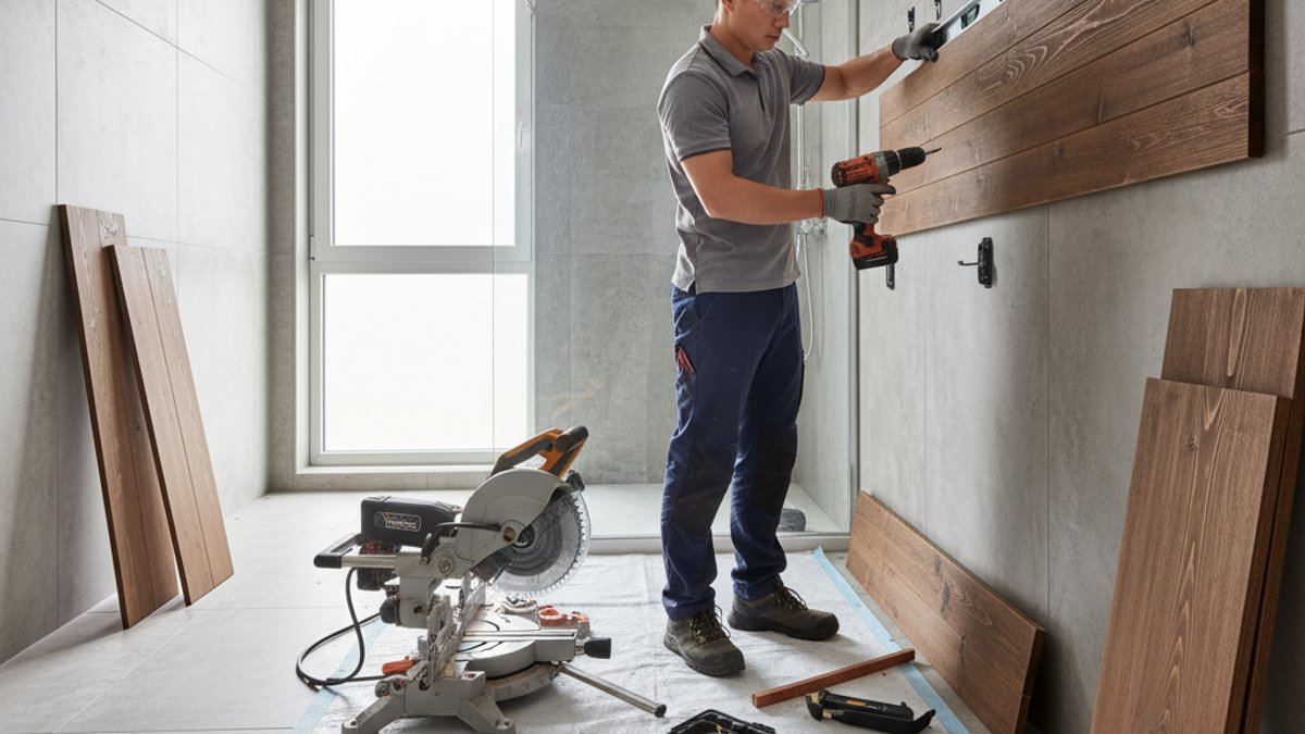 Thi công ốp gỗ phòng tắm chuyên nghiệp