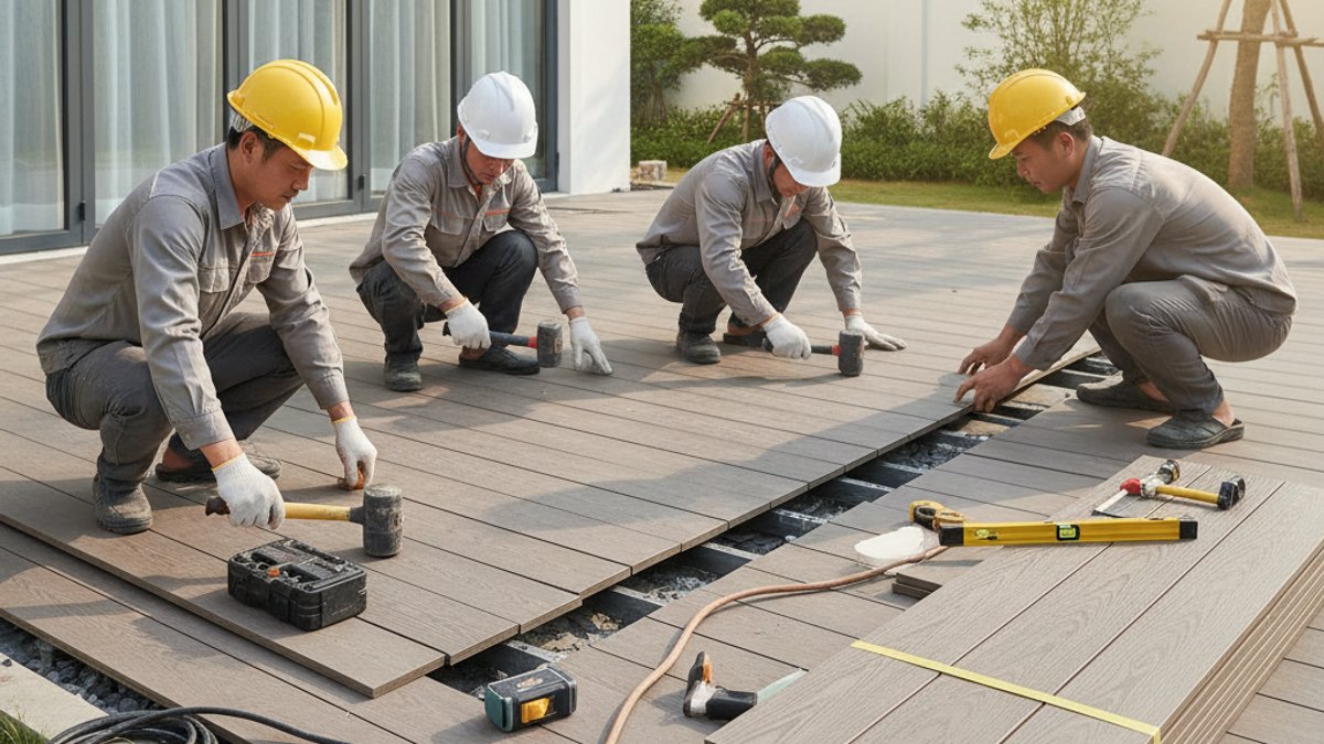 Công đoạn thi công sàn gỗ nhựa WPC