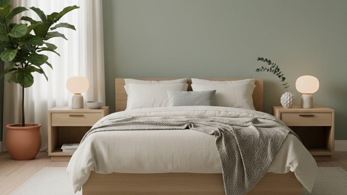 Phòng ngủ Japandi nội thất gỗ tối giản