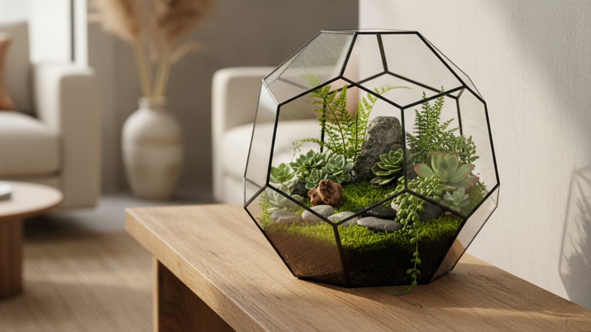 Tiểu cảnh mini với cây cảnh và đá