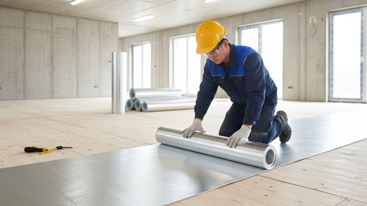 Thợ trải lớp lót chống ẩm và cách âm