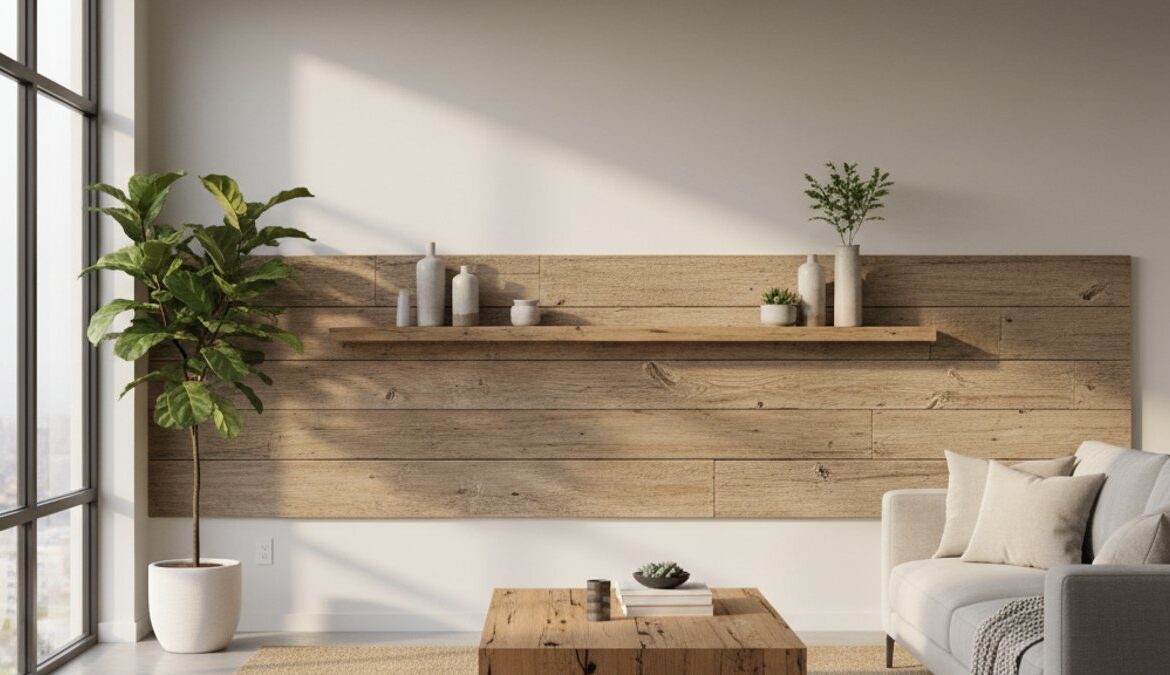 Không gian nội thất hiện đại sử dụng đồ trang trí từ gỗ tái chế