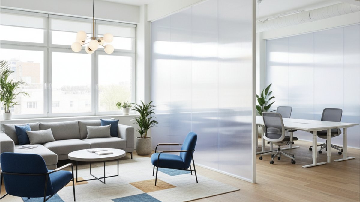 Vách ngăn polycarbonate cho không gian mở